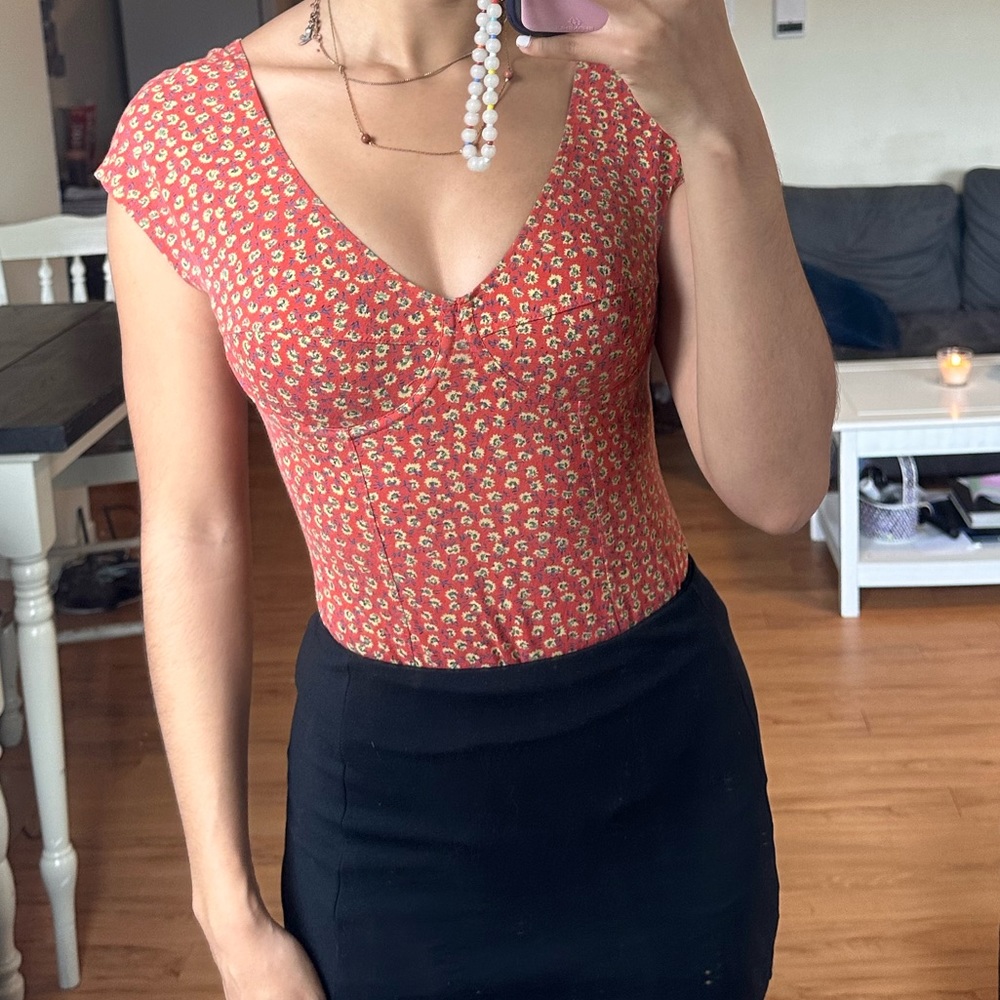 Vintage floral bodysuit